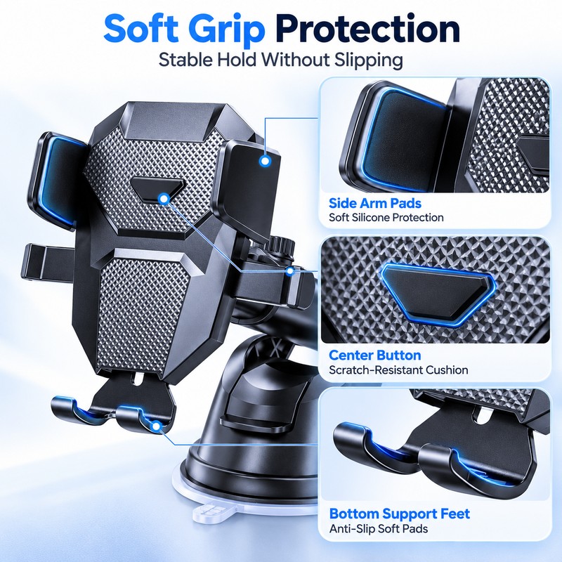 Car Phone Mount for Dashboard, Windshield & Air Vent, Telescopic