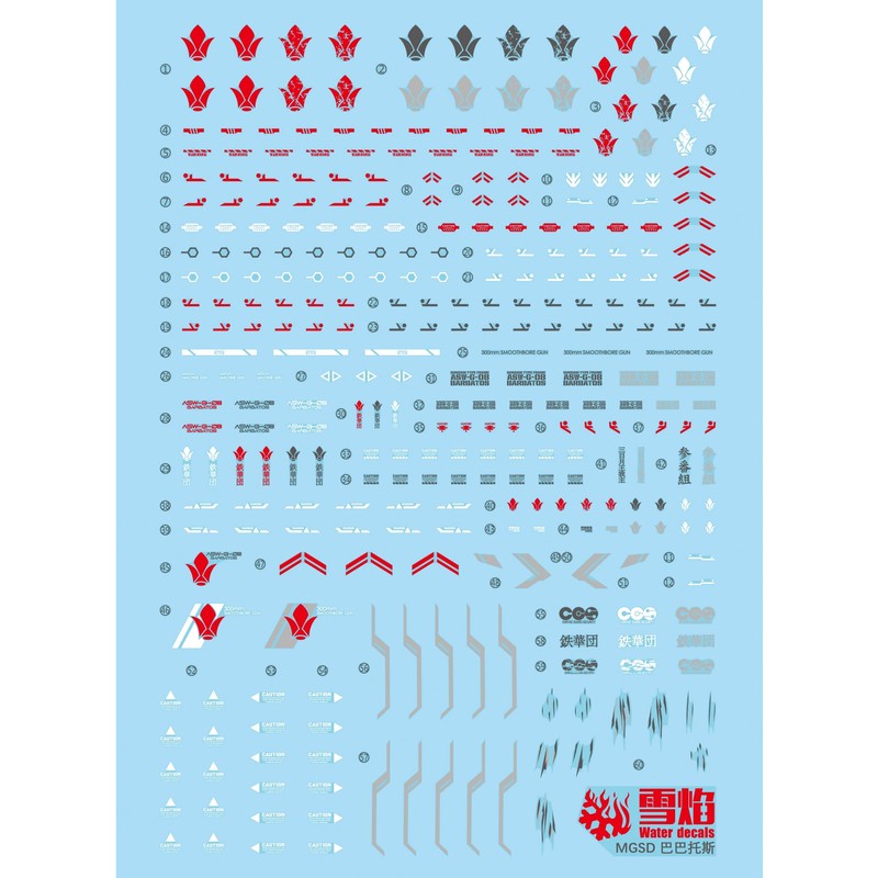 ANSAI Water Paste Water Slide Decals for MGSD Barbatos Scale