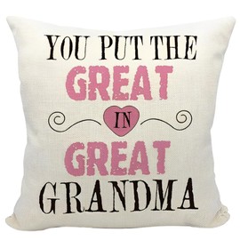 Great Grandma Baby Announcement Gifts for Grandparents Grandma Throw Pillow Cover, Pregnancy Announcement Gifts for Grandma Grandmother Birthday for Grandma Gigi Gifts from Grandkids