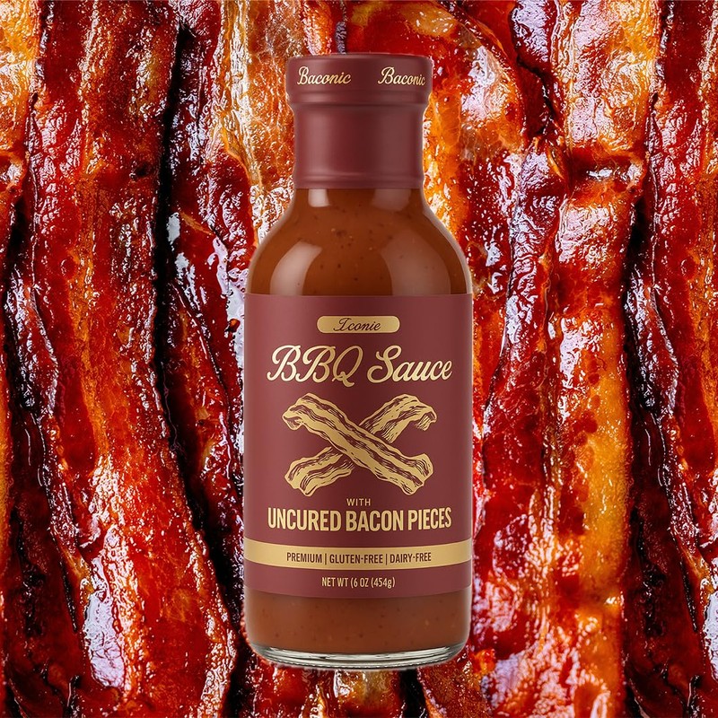 Baconic BBQ Sauce with Real Bacon Bits – Low Sugar,