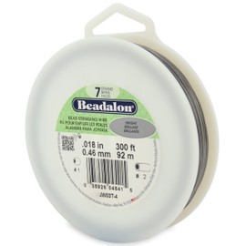 Beadalon 7 Strand Stainless Steel Bead Stringing Wire, 0.018 in / 0.46 mm, Bright, 300 ft / 91 m