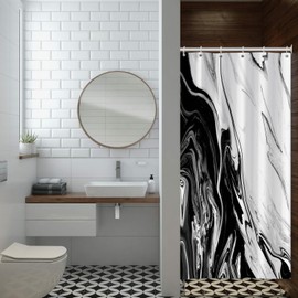 Pnylzzyxh Black and White Marble Shower Curtain Modern Abstract Ink Art Texture Bathroom Curtain Aesthetic Crack Weighted Hem Shower Curtain Sets for Bathroom Extra Long 36x72 in with 6 Hooks