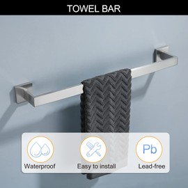 Brushed Nickel Bathroom Towel Bar Set Bathroom Accessories Hardware Set Including Towel Bar Towel Ring Coat Hook and Toilet Paper Holder with Shelf. Wall Mounted Stainless Steel