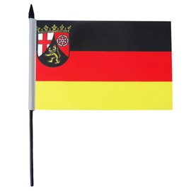 AZ FLAG RHINELAND-PALATINATE TABLE FLAG 5'' x 8'' - GERMANY - GERMAN REGION OF RHINELAND-PALATINATE DESK FLAG 21 x 14 cm - Black plastic stick and base