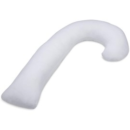 Deluxe Comfort Letter J Shaped Full Body Pillow - Soft Synthetic Fiber Fill - Total Body Length - Hook yourself into a great sleep - Body Pillow, White