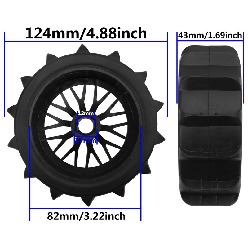 4PCS 1/8 Scale RC Off Road Buggy Snow Sand Paddle