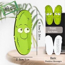 Positive Pickle Emotional Support Affirmation Cards in Jar - 60 Unique Motivational Quotes, Mental Health Gifts to Cheer Up Friends, Mini Positive Messages & Decorative Pickle Jar