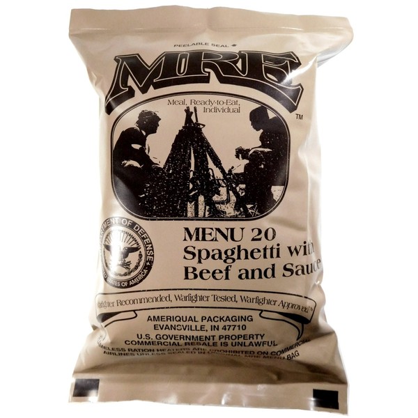 Spaghetti w/Meat Sauce MRE Meal - Genuine US Military Surplus