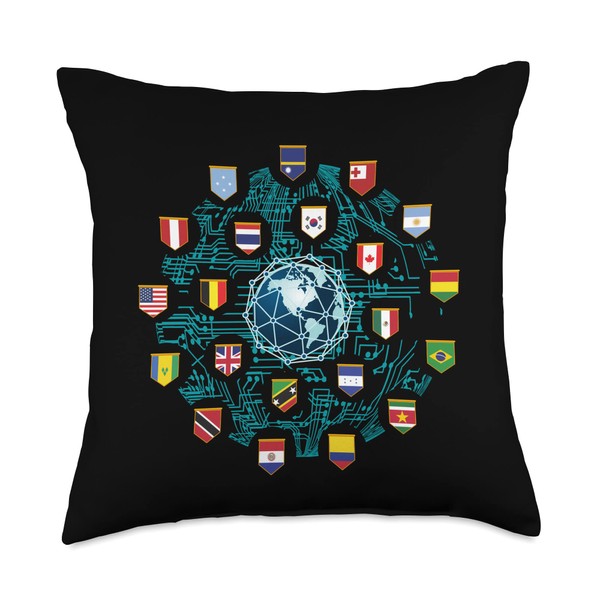 Flags of the World Globe Travel Vacation Countries Nations Throw