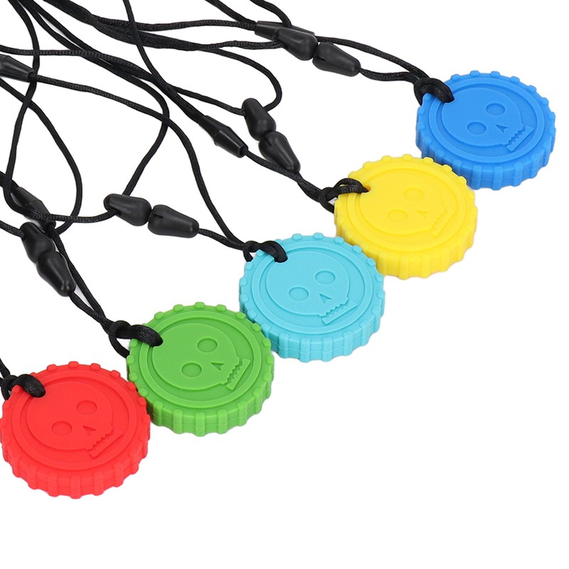 5pcs Teething Toys Silicone Skull Pattern Round Shape 5 Color