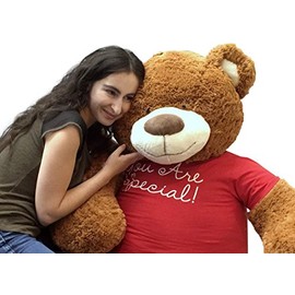 Big Plush 5 Foot Giant Teddy Bear Wearing You are Special T-Shirt 60 Inches Soft Cinnamon Brown Color Huge Teddybear