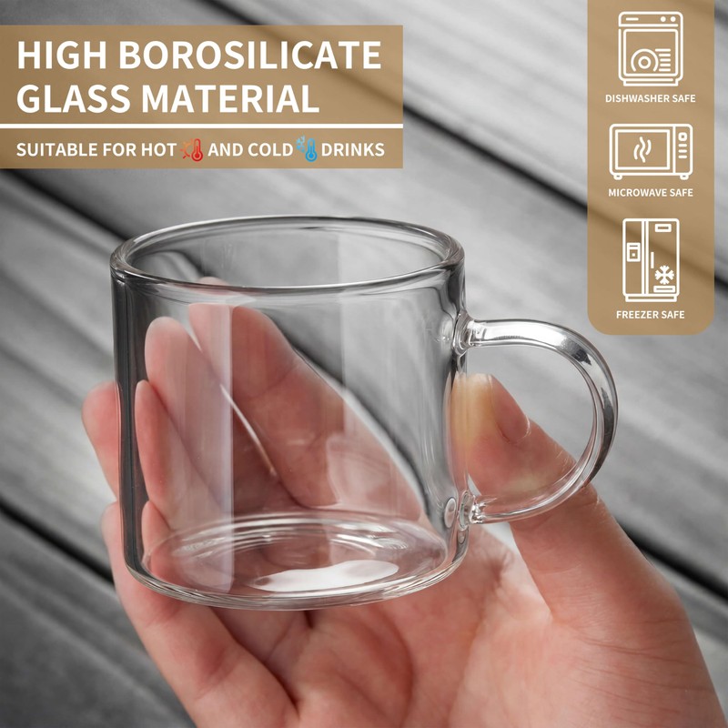 DOPUDO Glass Teacups 250ml Set of 2 Borosilicate