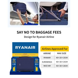 ECOHUB for Ryanair Cabin Bags 40x20x25, 20L Underseat Carry on Backpack with 14” Laptop Compartment, Water-resistant Travel Hand Luggage Bag, Recycled Rucksack with Anti-theft Pocket, Dark Blue