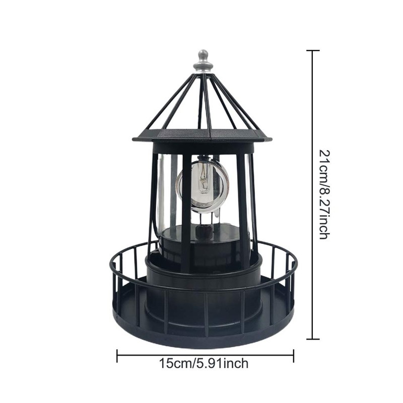 CALIDAKA LED Solar Powered Lighthouse 360 Degree Rotating Lighthouse Landscape