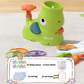 HOWADE Flying Disc Launcher Toy,Flying Saucer Outdoor Toys- Stomp launch Pad and Catching Discs Outdoor Activity Toy with 8 Flying Discs & 2 Catch Nets for Boys&Girls Age 3 4 5 6 7 8 Fun Garden Games