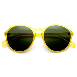 zeroUV Matte Finish Retro Keyhole Bridge P3 Frame Round Sunglasses (Yellow Green)