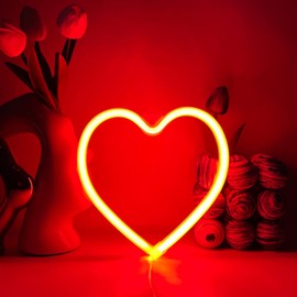 YUEYYNS Heart Neon Signs LED Red Neon Sign LED Neon Wall Signs Wall Decoration LED Signs for Bedroom Concert Hall Bar Club Party Wedding Decoration Birthday Gift