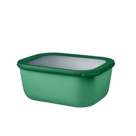 Mepal Cirqula 3000ml / 101oz Circular Rectangular Multi Food Storage & Serving Container with Transparent Lids | Perfect for Food Prep | Microwave & Dishwasher Safe |Vivid Green | Made in Holland