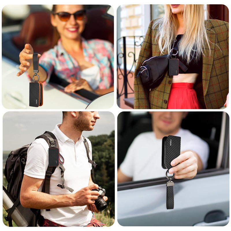 T-carbon Car Key Bag Made of Real Carbon Fibre, Leather