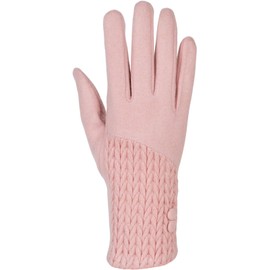 styleBREAKER 09010041 Women's Touchscreen Gloves Plain with Cable Knit and Buttons Warm Finger Gloves Winter, rose