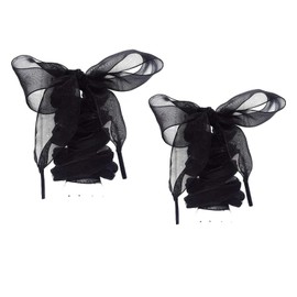 AUEAR, 1 Pair 4cm Wide Black Silk Shoe Laces Flat Satin Ribbon Shoelaces Soft Casual Shoestrings for Sneaker