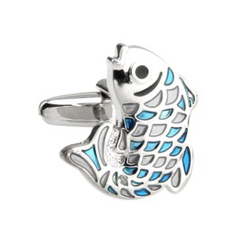 MRCUFF Fish Pair Cufflinks in a Presentation Gift Box & Polishing Cloth