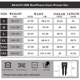 Realon Men Women's Wetsuit Pants Surfing Diving Leggings Swimming Tights 2.5mm Neoprene Skin Scuba Snorkeling Water Sport Canoeing