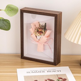 Deep Picture Frame Shadow Box - 3D Picture Frames for Crafts Display Boxes for Tabletop and Wall 6X4 Photo Frames for Filling Objects Artworks Flowers (Walnut,3CM)