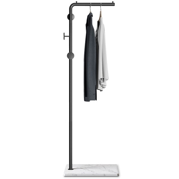 Kertnic Black Coat Rack Freestanding with Natural Marble Base, Metal