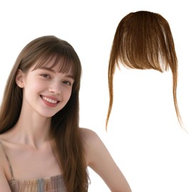 Patty Both Clip In Bangs, Real Human Hair, Light Brown, 9x2x2 Inches, Hand-Tied with Inner Net