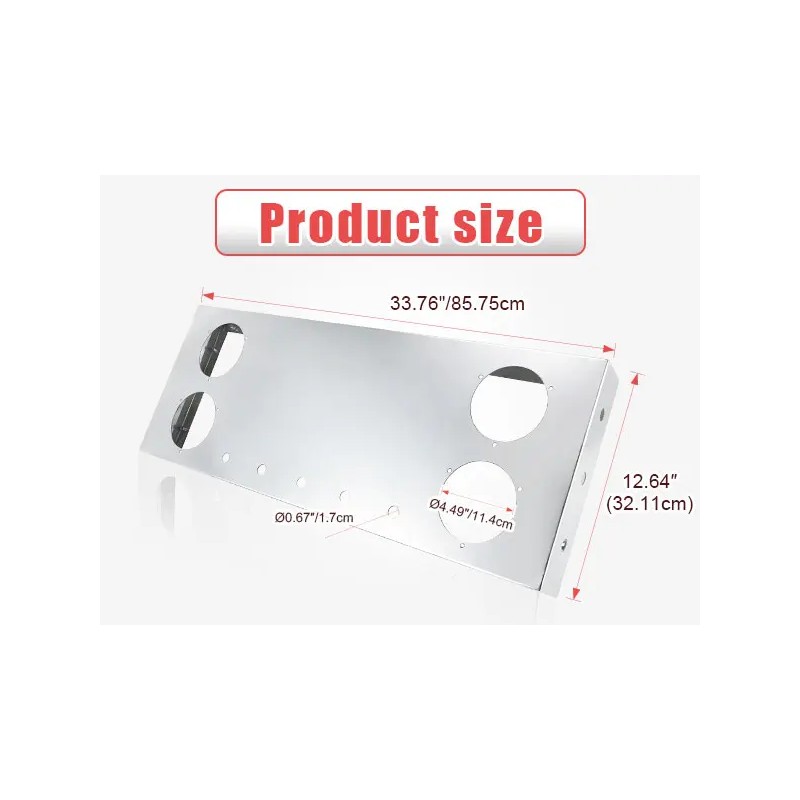 Tail Light Panel Stainless Steel with Four 4.49" and Six