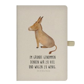 Mr. & Mrs. Panda DIN A5 Cotton Notebook Donkey - Gift, Animals, Funny Sayings, Notebook, Sketchbook, Animal Motifs, Courage, Journal, Notes
