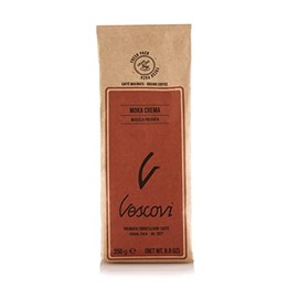 V Vescovi Moka Crema | Premium Italian Ground Espresso | Medium Roast | For Moka, French Press, Pour Over | 8.8 oz / 250g