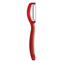 triangle Swivel Peeler, Red - Stainless Steel Serrated Twin Blade - Peels Soft, Delicate Fruits & Vegetables - Lightweight Handle - Dishwasher Safe - Made in Germany