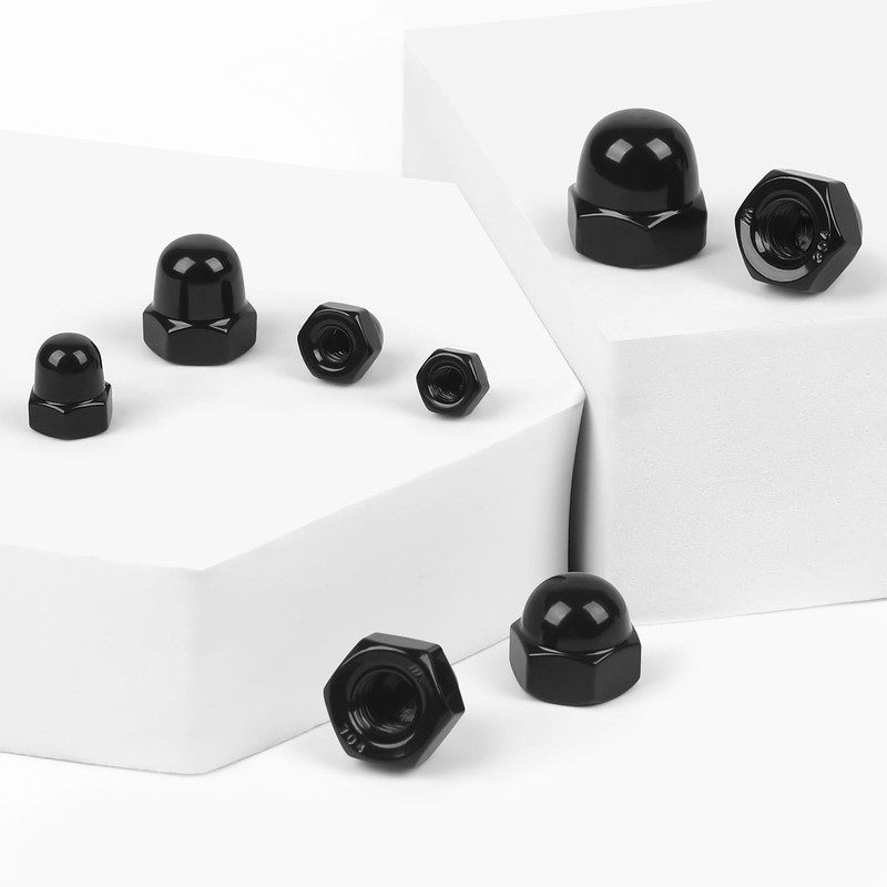 M10 Acorn Cap Nuts, 10 PCS Black Coating Acorn Dome