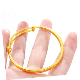 BESPORTBLE 2 Pcs Titanium Bracelet Gold Color Adjustable Wrist Bangle Five Petals Jewelry