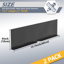 Flamorrow 2 Pack Aluminum Gutter Valley Splash Guards, Foldable Rainwater Roofing Gutter Guard with Screws, Bendable Roof Rain Diverter for House Flat Shingle Roofs, Valley, Corner, Black