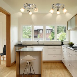 DLLT Modern Led Track Lighting Fixtures, 3 Lights Round Ceiling Track Light, Directional Ceiling Spot Lights for Kitchen, Office, Bedroom, Picture Wall, Hallway, E12 Base