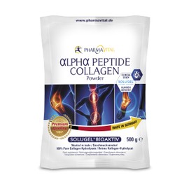 PharmaVital Alpha Peptide Collagen Pulver 500g - Kollagen Hydrolysat - Solugel Kollagen Peptide Typ 1 und 3 - Natürlicher Geschmack & Perfekte löslichkeit - Produziert in Deutschland
