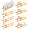 8-Slot Bamboo Wooden Plate Rack, Dish Drying Rack & Pot