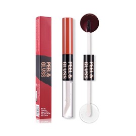 Labial Tipo Tinta Peel-Off con Acabado Mate, Doble Cabezal con Brillo Transparente Reparador, Fácil de Aplicar, Waterproof, Hidratante y de Larga Duración (08)