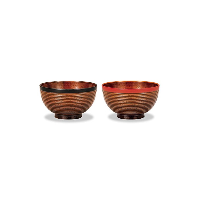 Yamanaka Lacquer Range Keyaki Sensuji Heather Rice Bowl Pair Set,