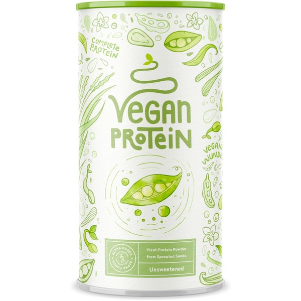 Vegan Protein - Non-Flavoured - Soy Vegetable Protein, Peas and Seeds - Protein Powder Pre Workout and Post Workout - Gym Supplements - 600g Vegan Protein with Natural Flavour