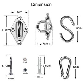 ZFYQ Sun Shade Sail Fixing Kit for Garden, 42 Pieces Stainless Steel Hardware Kit for Installation of Rectangular and Triangular Shade Sail, M6
