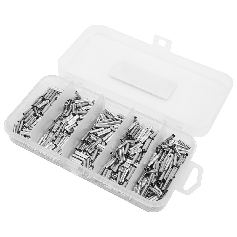 500PCS Single Double Barrel Crimping Sleeve Fishing Line Wire Leader
