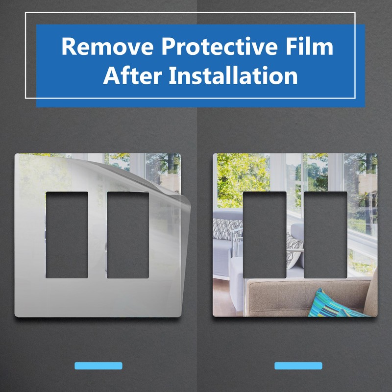 LIDER Double Decorator Wall Plate, Impact Resistant, Mirrored Acrylic, Plexiglass,