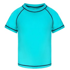 Csqtongan Boys' Swimming Shirt UV Shirt Swimming Top Swimming Shirt Kids Short Sleeves Rash Guard Swimwear Quick Dry T-Shirt, turquoise, 8-9 years