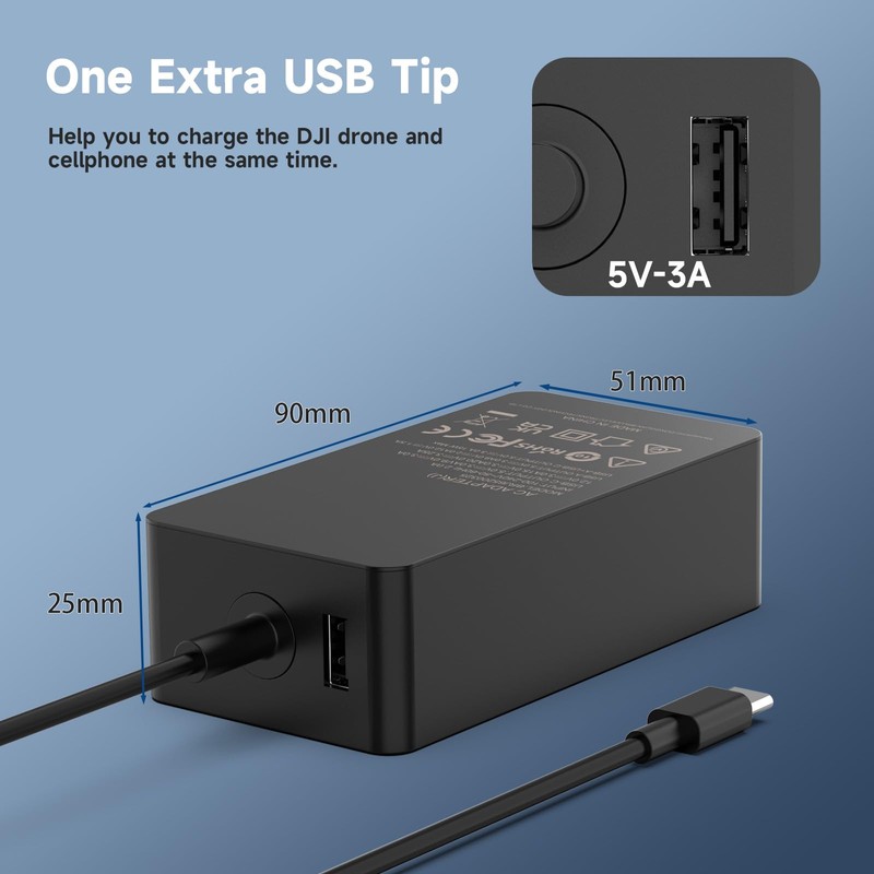 VUOHOEG 65W USB C Portable Charger Compatible with DJI/Specta Flip/Mini