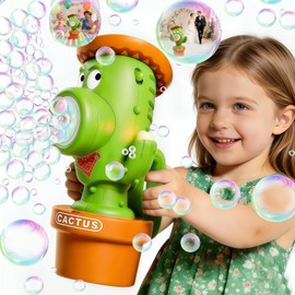 Cactus Bubble Machine for Children, Automatic Cactus Toy Bubble Maker for Toddlers, Rechargeable Battery-Operated Bubble Toys for Indoor and Outdoor Birthday Parties,Great Gift for Toddlers Aged 3+