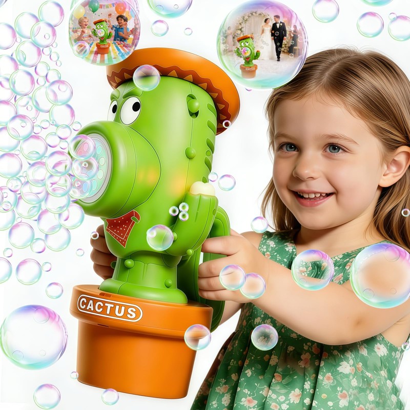 Cactus Bubble Machine for Children, Automatic Cactus Toy Bubble Maker